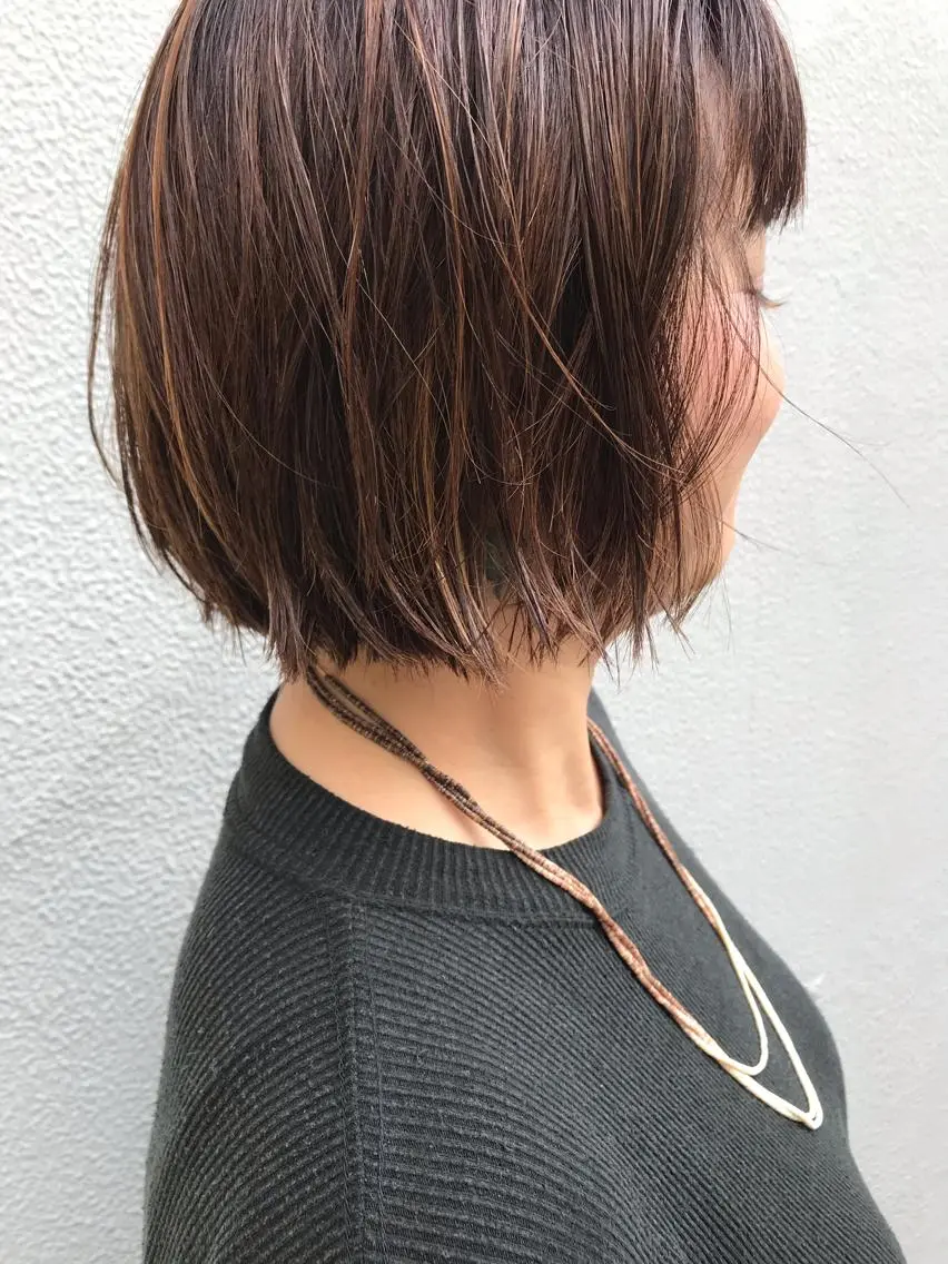 ショート 切りっぱなしボブ ボブ カット ヘアカラー トリートメント ayane⭐️ボブ・ ショート・パーマのヘアスタイル