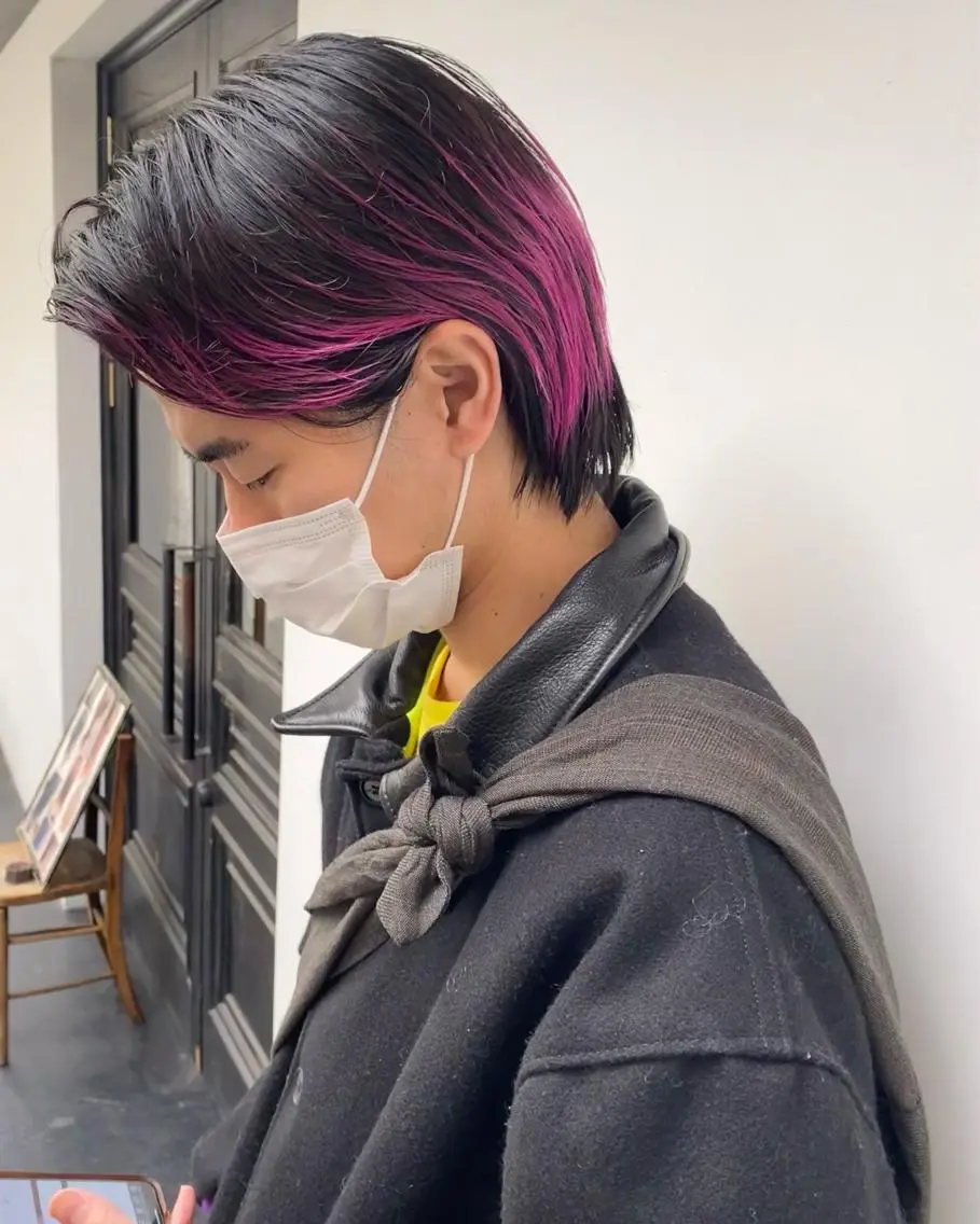 ショート カラー 黒髪 ピンクカラー tonari 梅田、中崎町のヘアスタイル