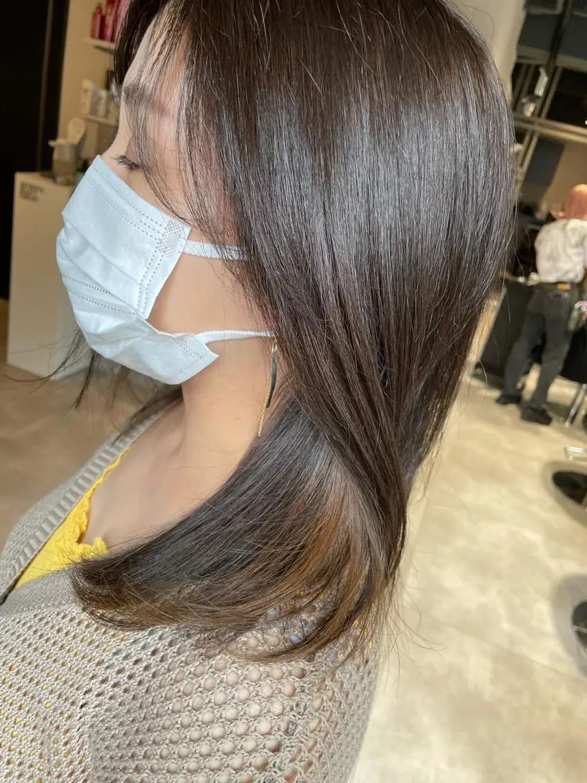 ミディアム カラー カット レイヤー×髪質改善 ×透明感/杉田 圭のヘアスタイル