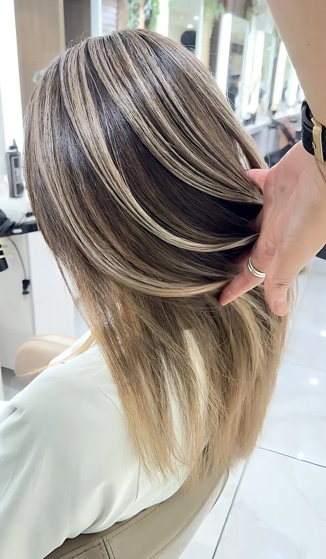 ロング カラー バレイヤージュ 髪質改善 レイヤーカット カット ヘアカラー トリートメント 山崎俊輔/髪質改善 /バレイヤージュのヘアスタイル