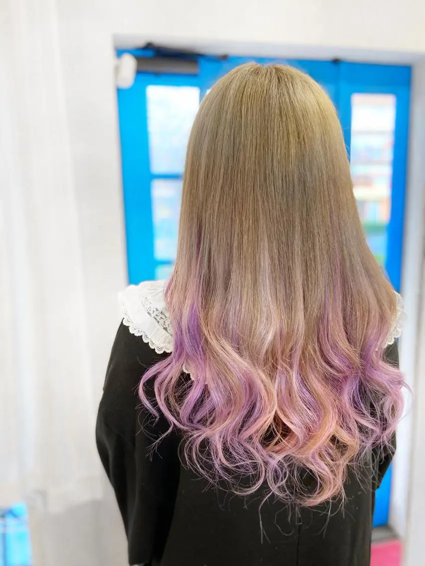 セミロング カラー ヘアアレンジ グラデーションカラー ラベンダーカラー オレンジ ヘアカラー トリートメント 次世代シールエクステ 錦糸町 小泉 朋之のヘアスタイル