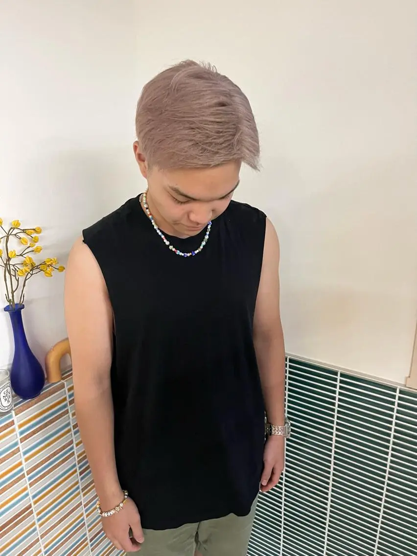 ショート カラー メンズ メンズブリーチ ベージュカラー ブリーチ ホワイトベージュ カット ヘアカラー トリートメント 🩷ハイトーン透明感 レイヤー🩷ユリカのヘアスタイル