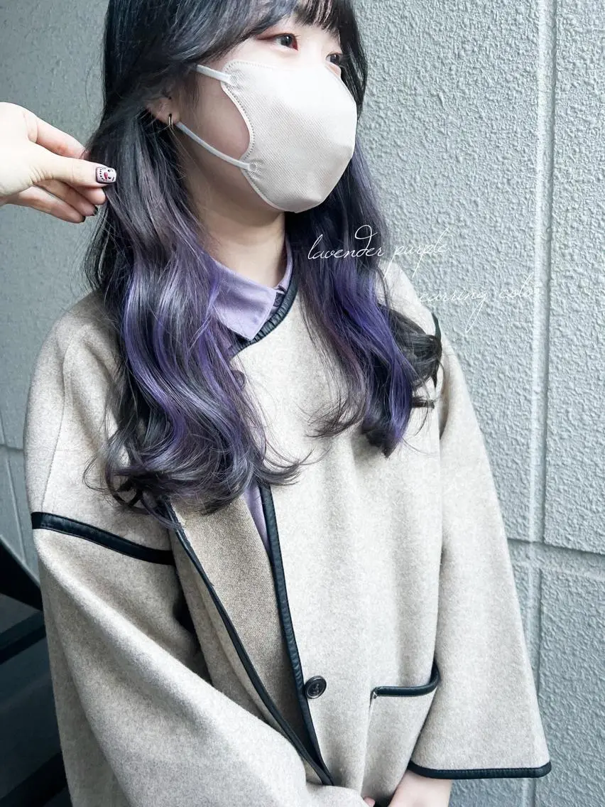 ロング カラー イヤリングカラー パープルカラー ヘアカラー カラーパティシエ facce🌼ikoのヘアスタイル