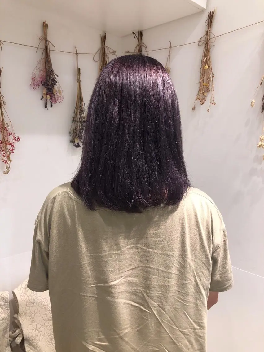 ミディアム カラー パーマ ブリーチ ラベンダーカラー パープルカラー 縮毛矯正 はだゆうき @hadadan08のヘアスタイル