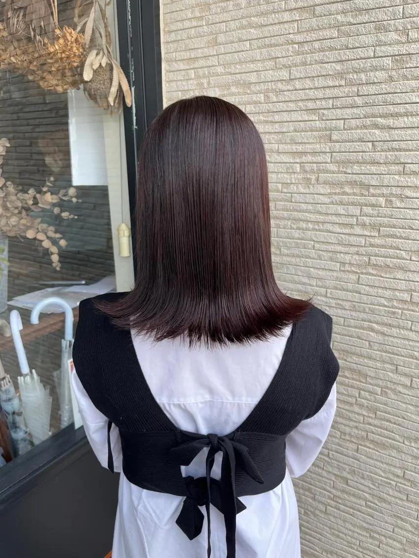 ミディアム ピンクブラウン 神谷 夏帆のヘアスタイル