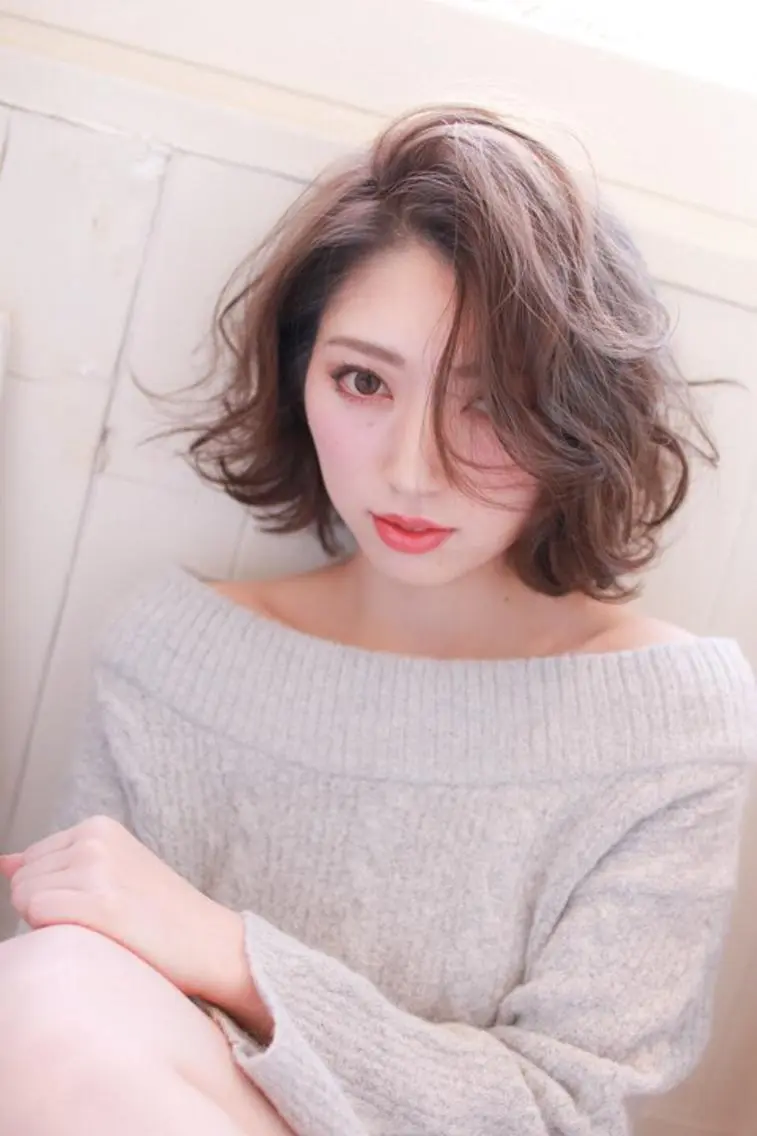 ミディアム パーマ くまがい みゆ【edge.】のヘアスタイル