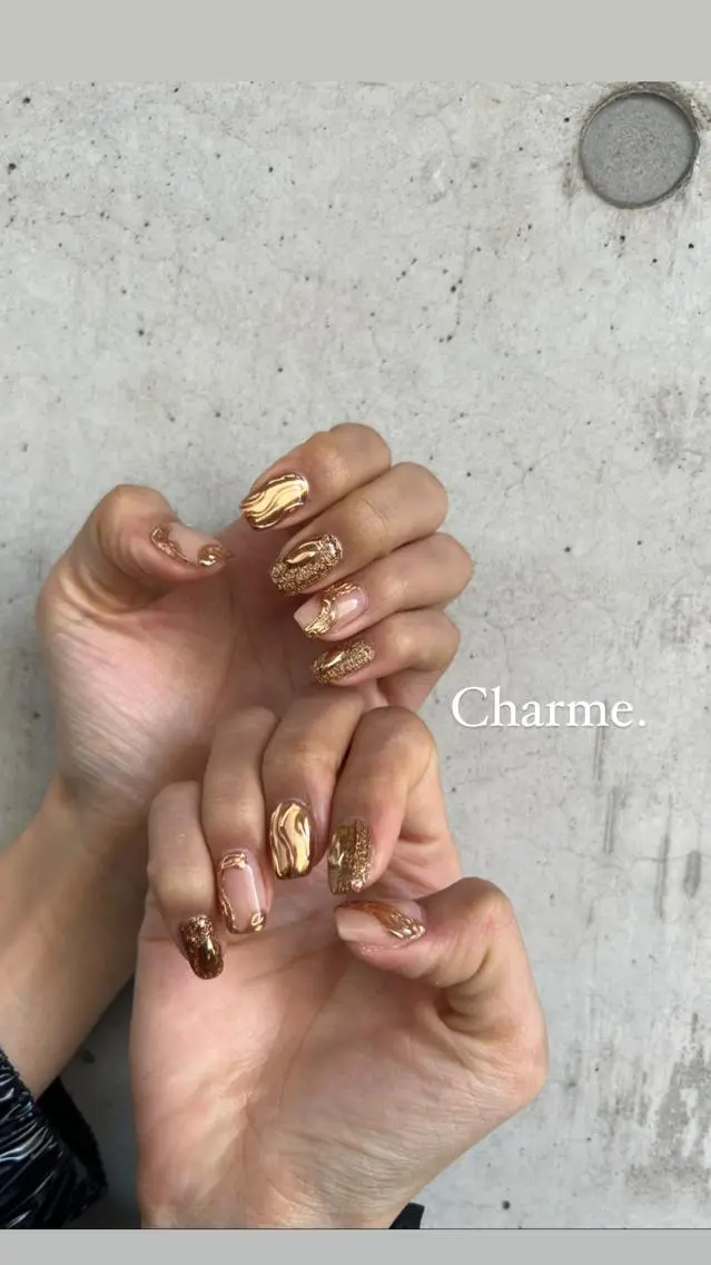 ネイル ゴールド 持ち込み ニュアンスネイル Charme. NOBUKOのネイルデザイン