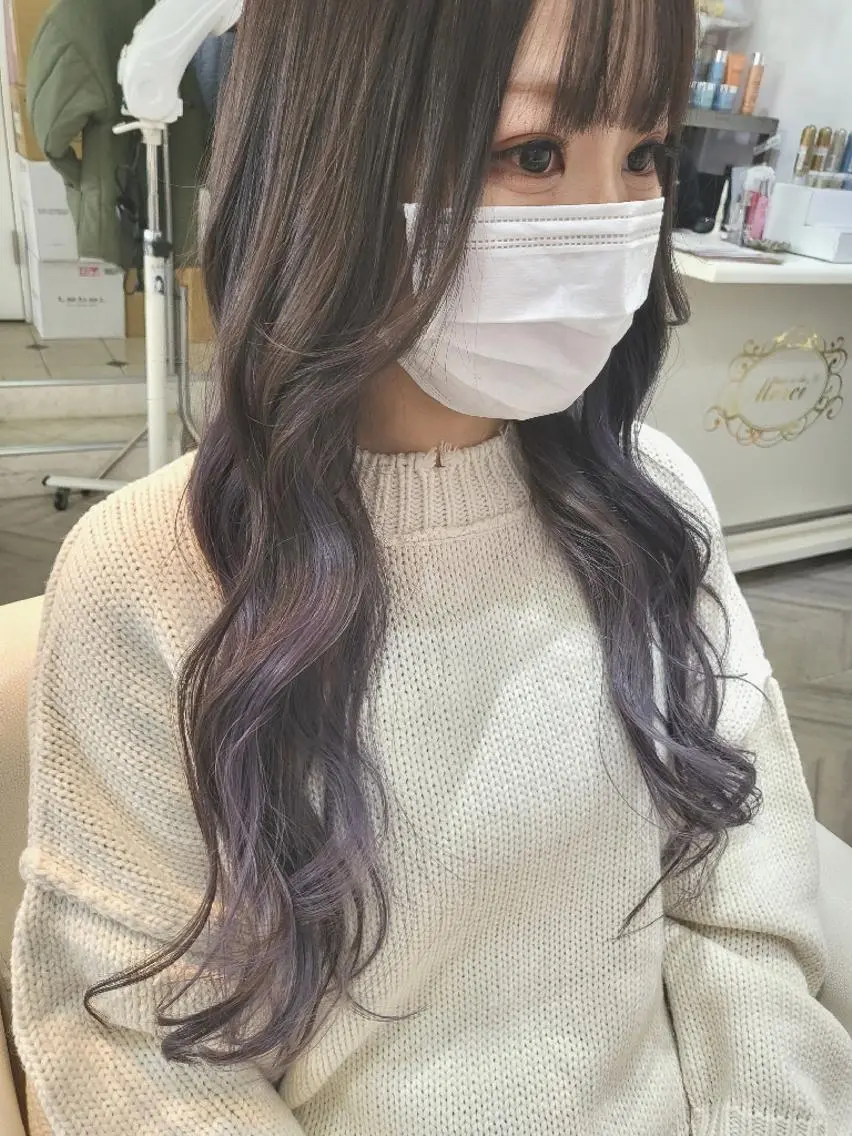 ロング カラー ヘアアレンジ ラベンダーカラー ヘアカラー トリートメント ナカシマ  アユミのヘアスタイル