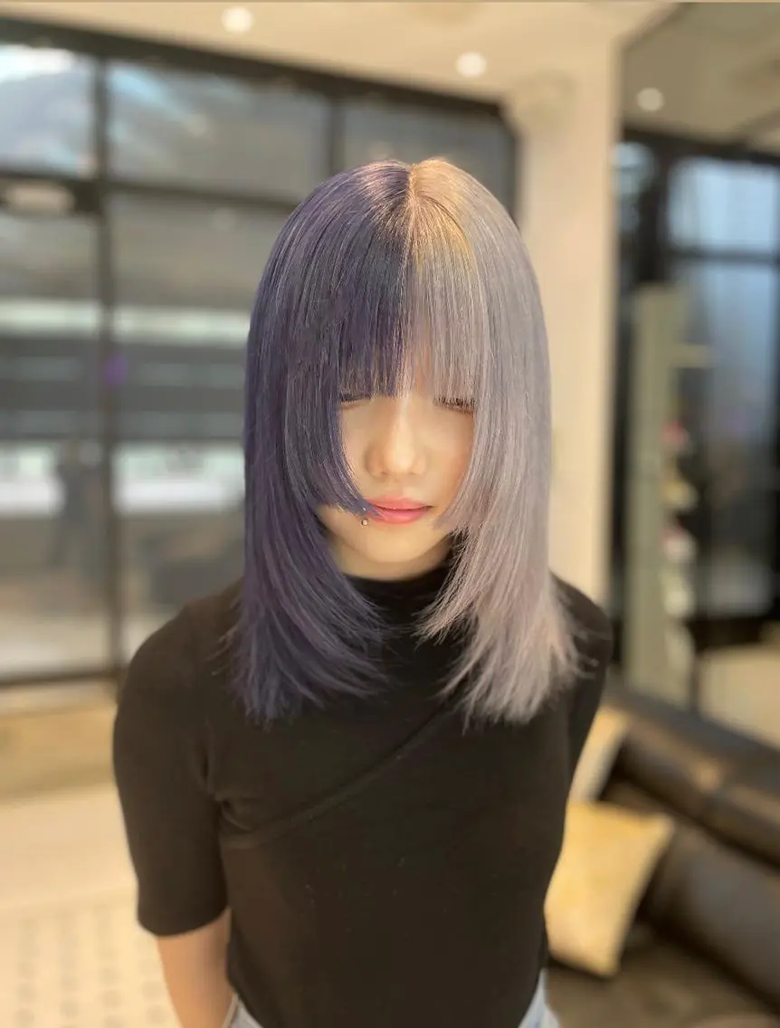 ミディアム カラー 吉祥寺Yuuka韓国 ハイトーンカラー🎀のヘアスタイル