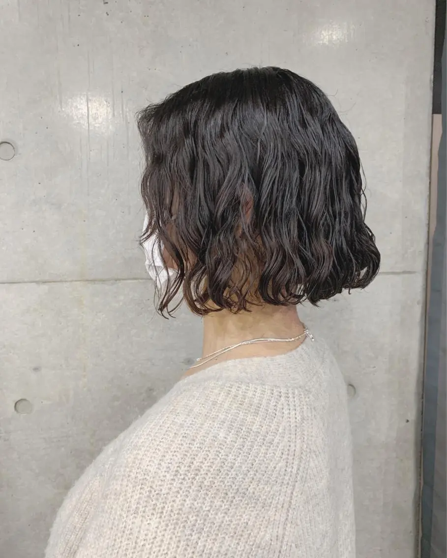 ショート パーマ カット パーマ トリートメント ボブパーマコテ巻き風 パーマNo1深江秀平のヘアスタイル