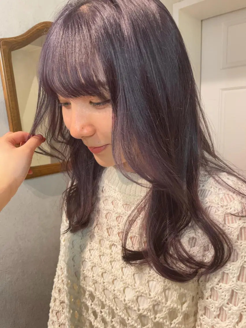 セミロング カラー ラベンダーカラー ヘアカラー ナチュラル透明感🌱 小山美樹子のヘアスタイル