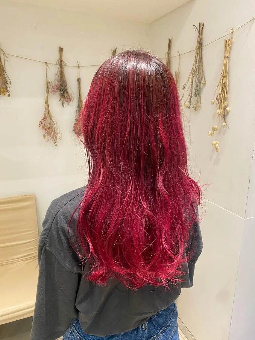 ロング カラー レッドカラー はだゆうき @hadadan08のヘアスタイル