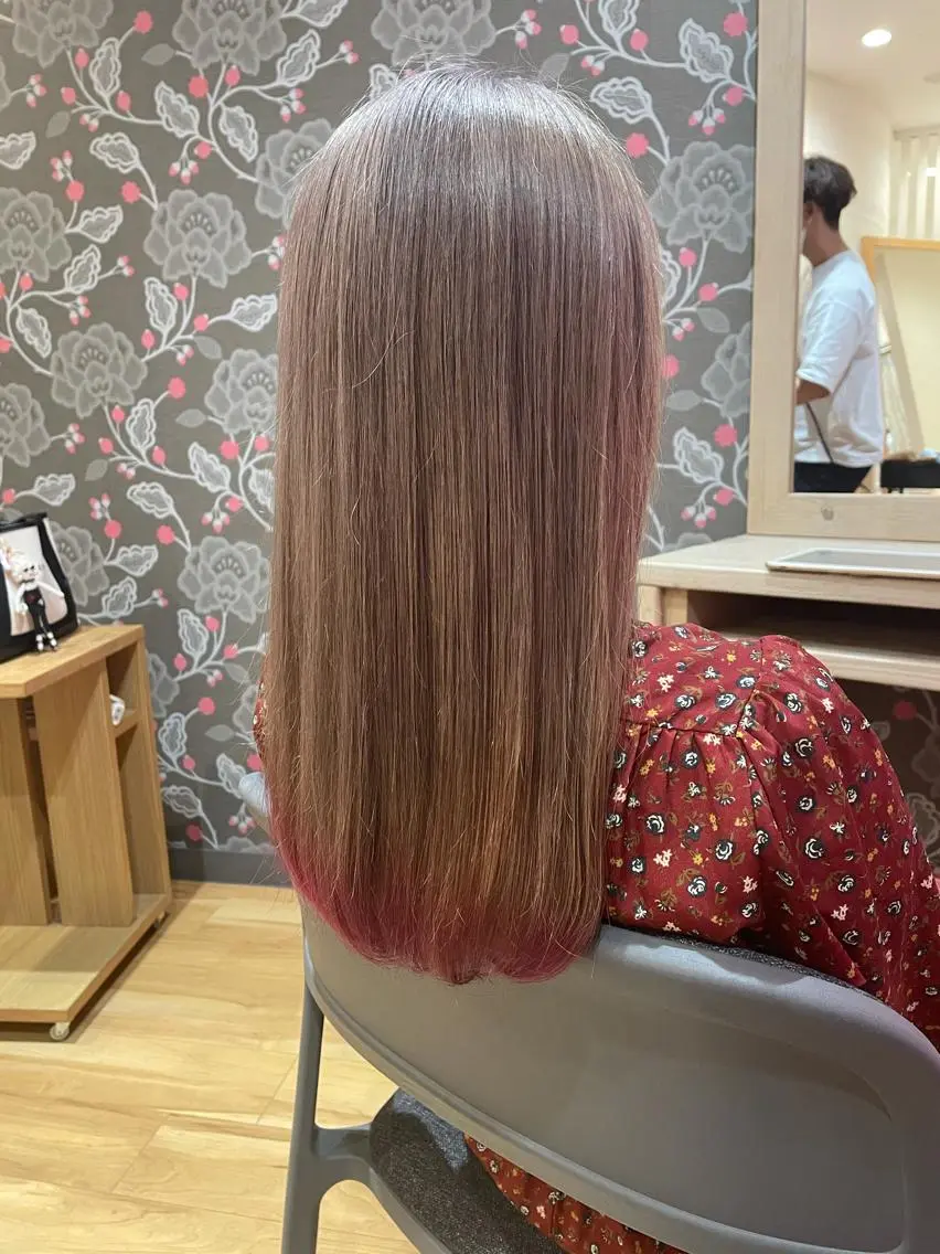 ロング カラー ベージュカラー ミルクティーベージュ ピンクカラー カット ヘアカラー トリートメント ヘッドスパ 北九州美容室 🕊️わかな✂︎のヘアスタイル