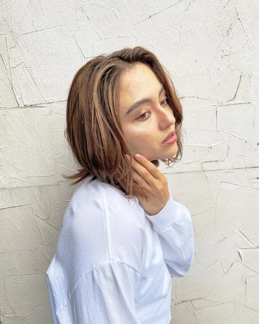 セミロング カラー ヘアアレンジ ミストバング  フェイスフレーミング ✨前田 優・2拠点✨ ✨恵比寿・札幌店✨のヘアスタイル