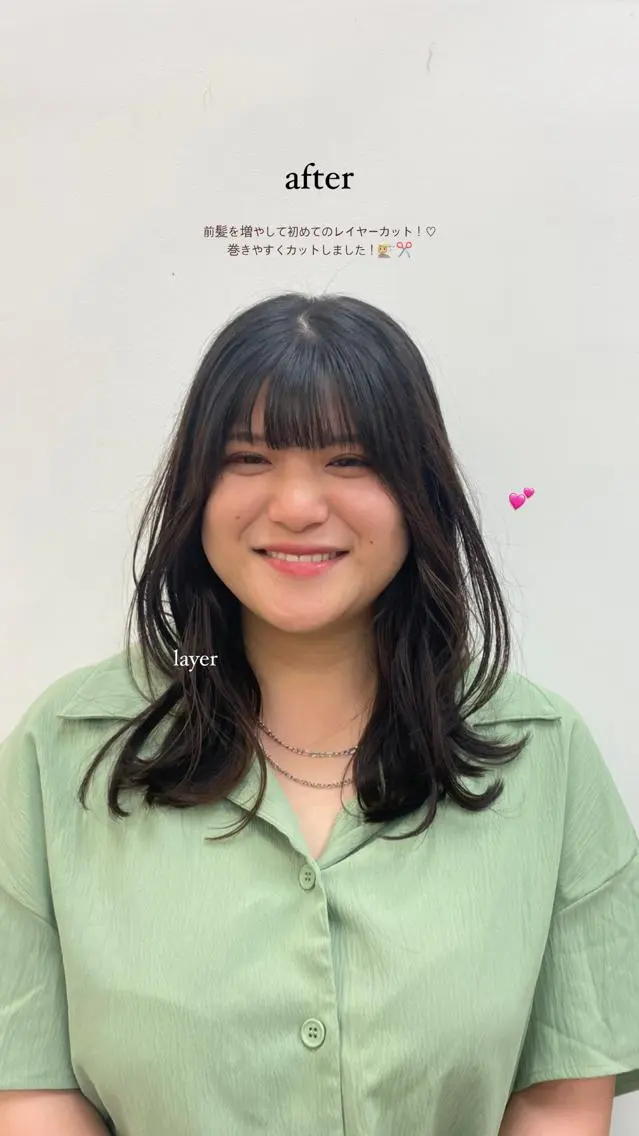 ロング レイヤーカット 小顔カット 立野 莉央のヘアスタイル