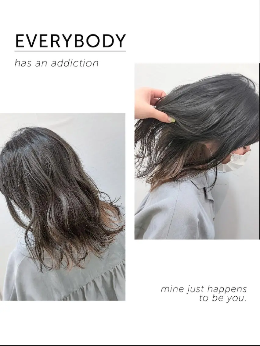 セミロング カラー ヘアアレンジ ベージュカラー 黒髪 ブリーチ ブルーカラー ブルーブラック ヘアカラー トリートメント 🩶ハイライトカラー 🩶ASH西葛西鈴木のヘアスタイル