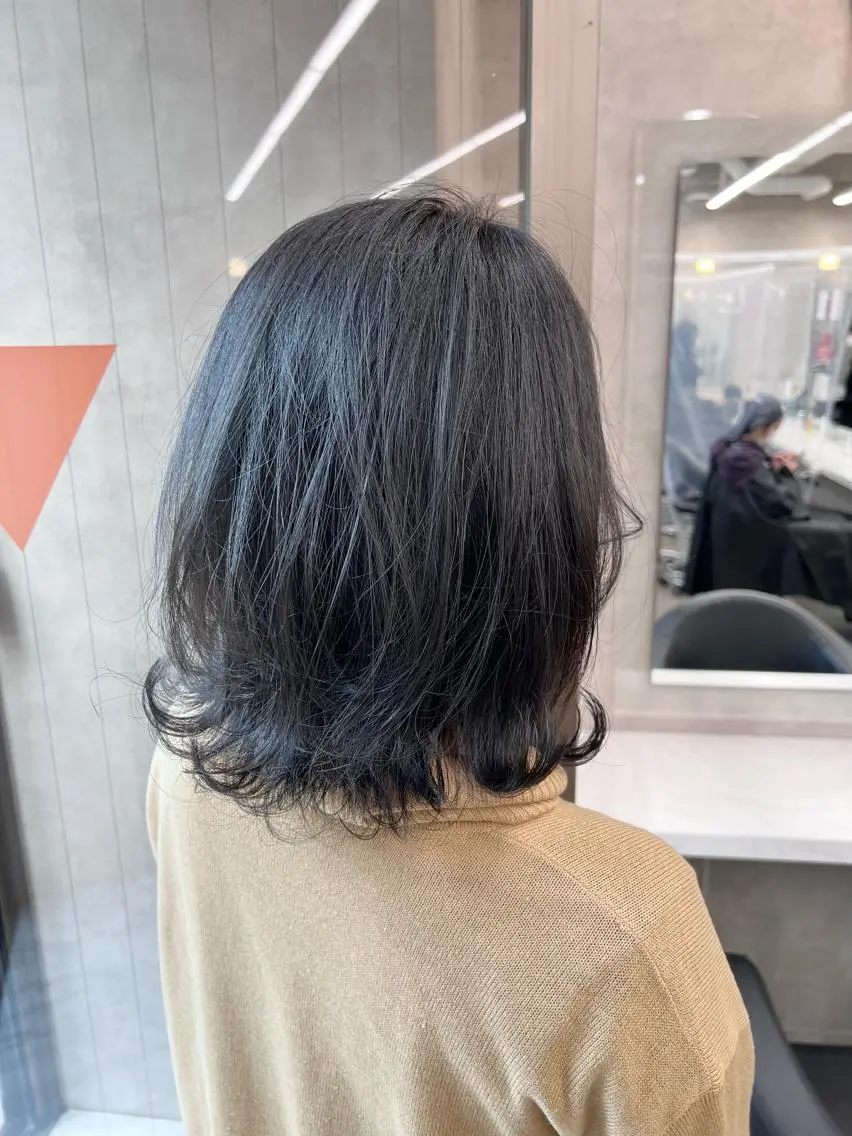 ミディアム カラー パーマ ヘアアレンジ メンズ キッズ ネイル マツエク・マツパ アイブロウ 上品＆韓国風 🥀海心🥀のヘアスタイル