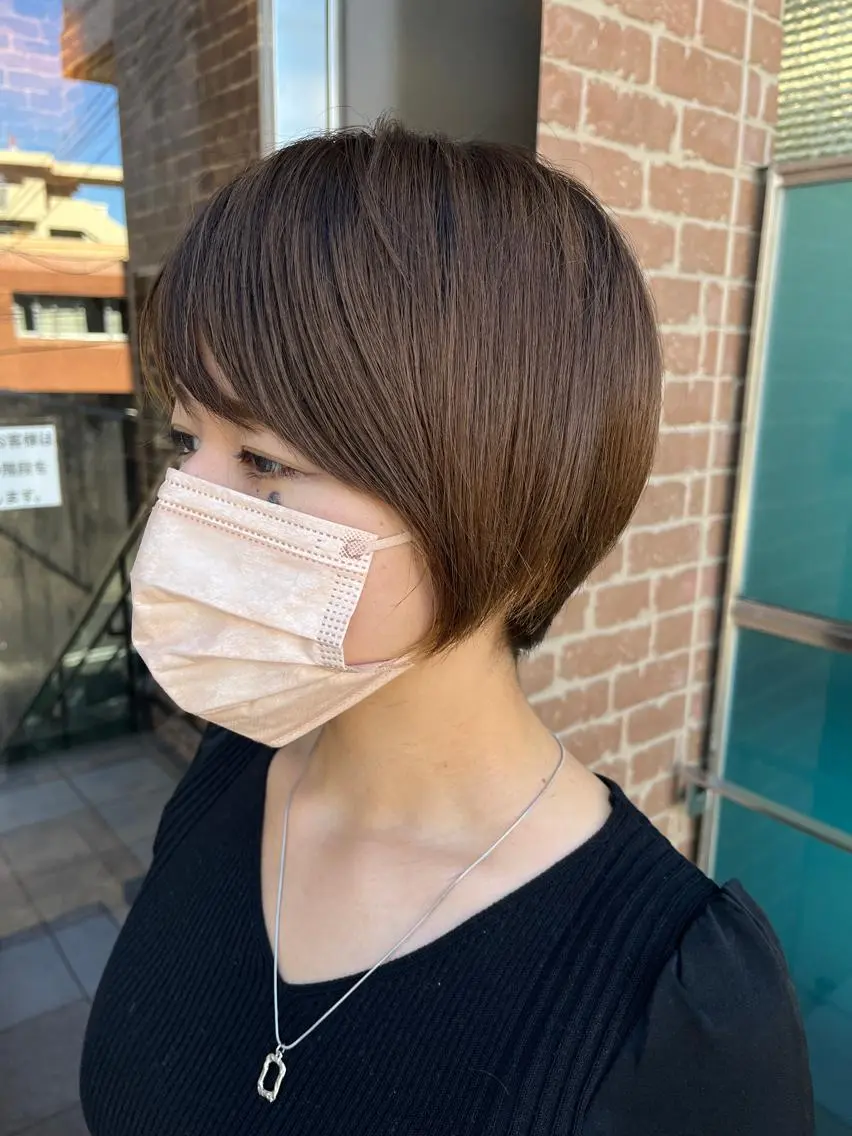 ショート カラー パーマ ヘアアレンジ メンズ キッズ ネイル マツエク・マツパ アイブロウ メンズハイライト メンズパーマ ブラウンカラー ケアカラー 透明感カラー 久木原 ゆりのヘアスタイル