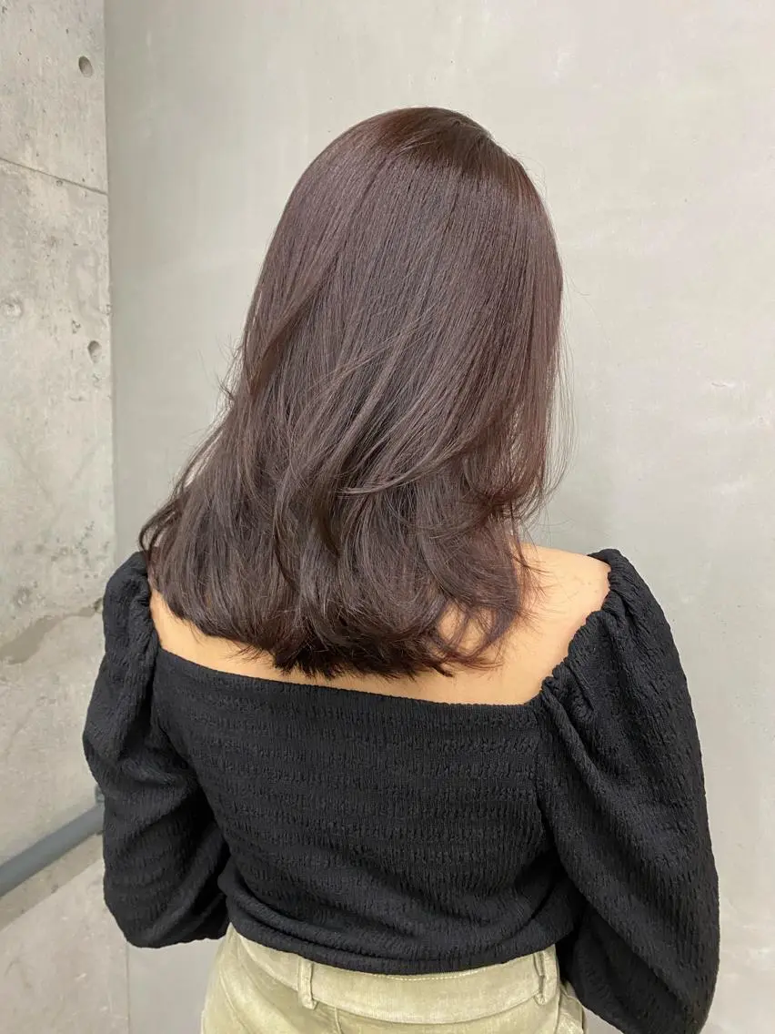 ミディアム カラー カット ヘアカラー トリートメント Saki/レイヤー/ 柔らかカラーのヘアスタイル