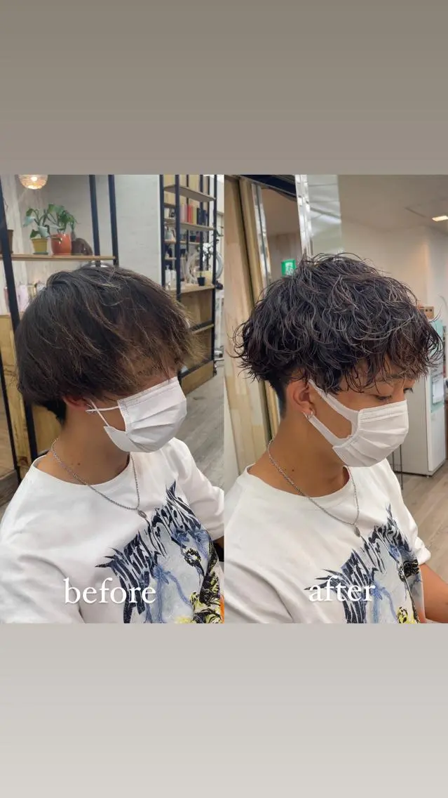 ショート パーマ メンズ カット パーマ HIKARU副店長/ ✨️髪質改善のヘアスタイル