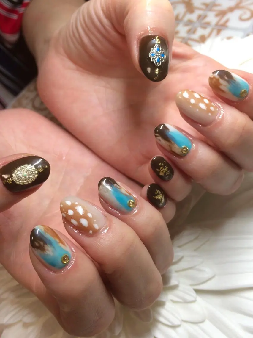 ネイル アニマル柄 ハンドネイル Nailsalon E's cafeのネイルデザイン