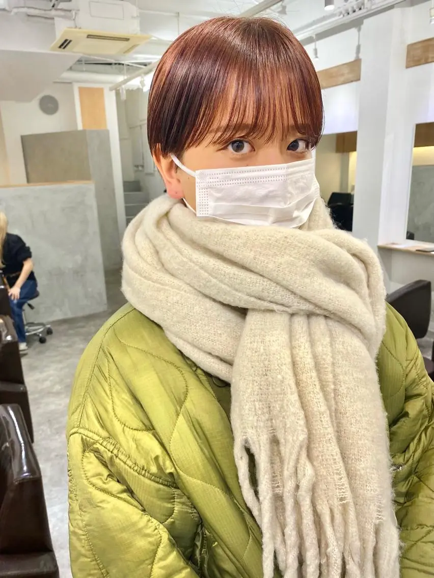 ショート カラー ブラウンカラー ショートヘア 森貴裕/ベージュ/ パーマ/オリーブのヘアスタイル
