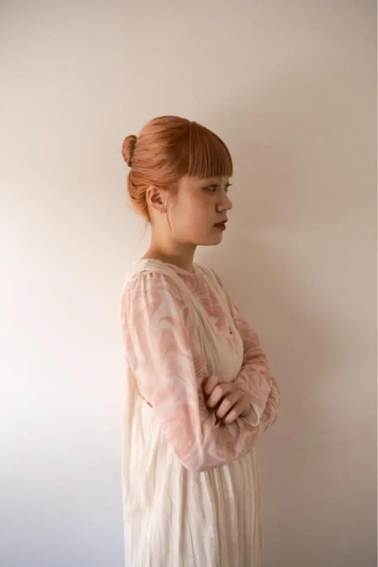 ロング カラー オレンジ HITOMI 福岡パーマのヘアスタイル
