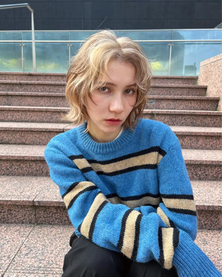 ミディアム カラー ブロンド ハッシュカット カシマハヤトのヘアスタイル