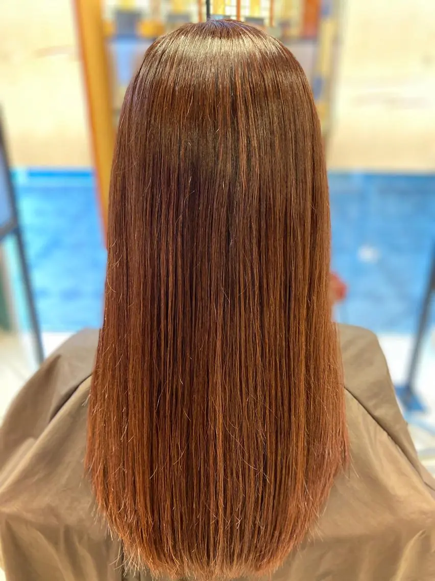 ロング カット ヘアカラー へんみ みかのヘアスタイル