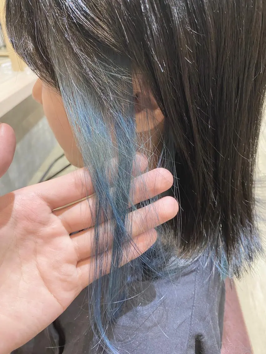 ミディアム カラー ブリーチ ブルーカラー ヘアカラー トリートメント マンツーマン/透明感 foi hairのヘアスタイル