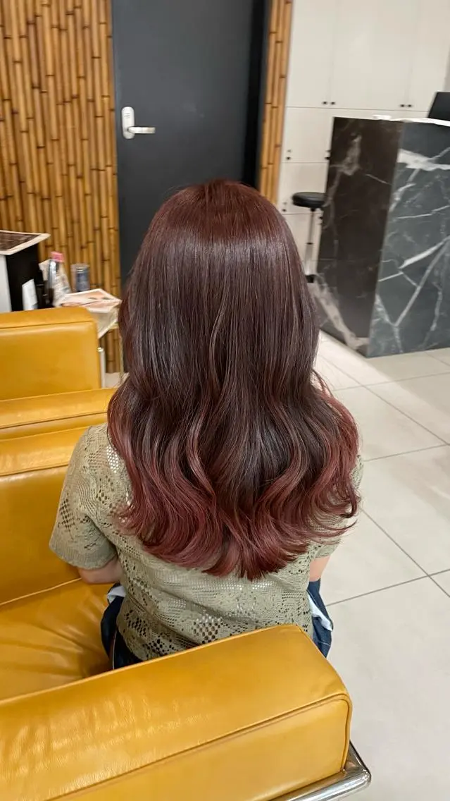 ロング カラー ブラウンカラー ピンクカラー ピンクブラウン ✨️髪質改善✨️ツヤ カラー✨️竹脇美奈のヘアスタイル