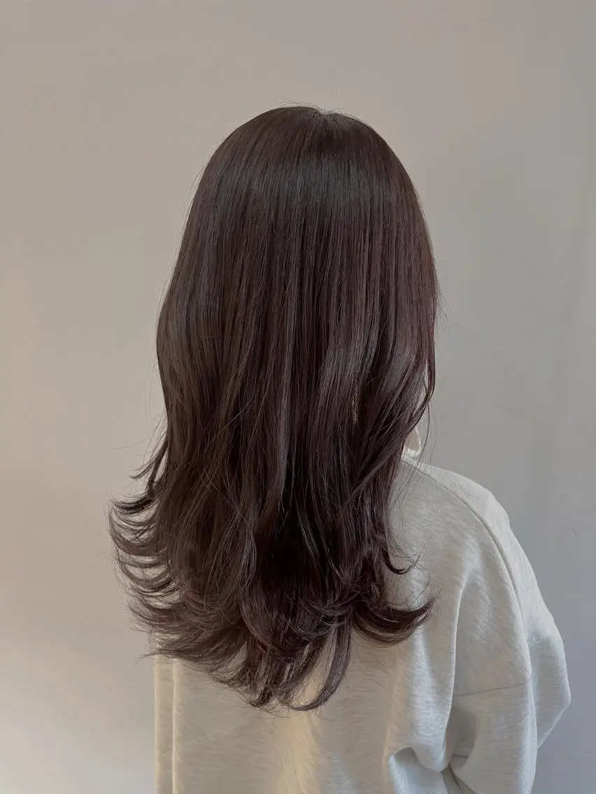 セミロング パープルカラー 庄内＊三国baron ANJUのヘアスタイル