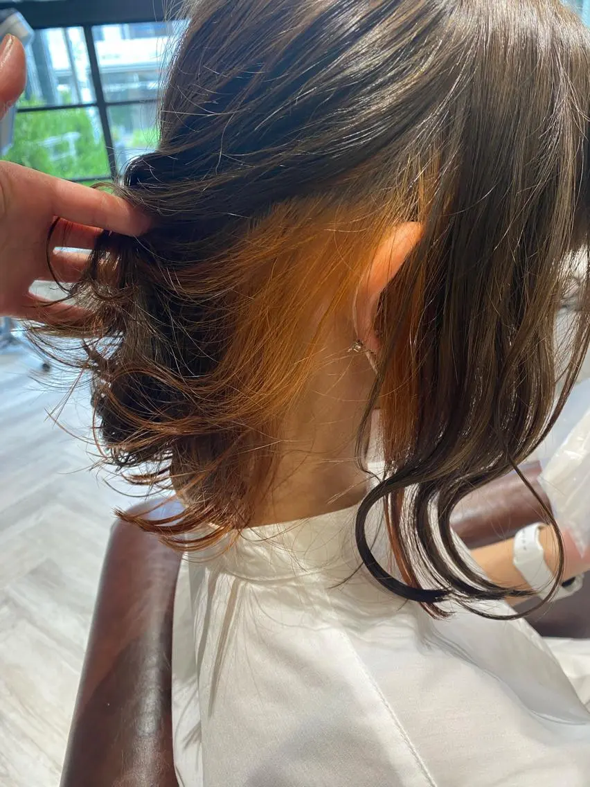 カラー オレンジ ブリーチカラー⸜♡⸝ クルミ🐍のヘアスタイル
