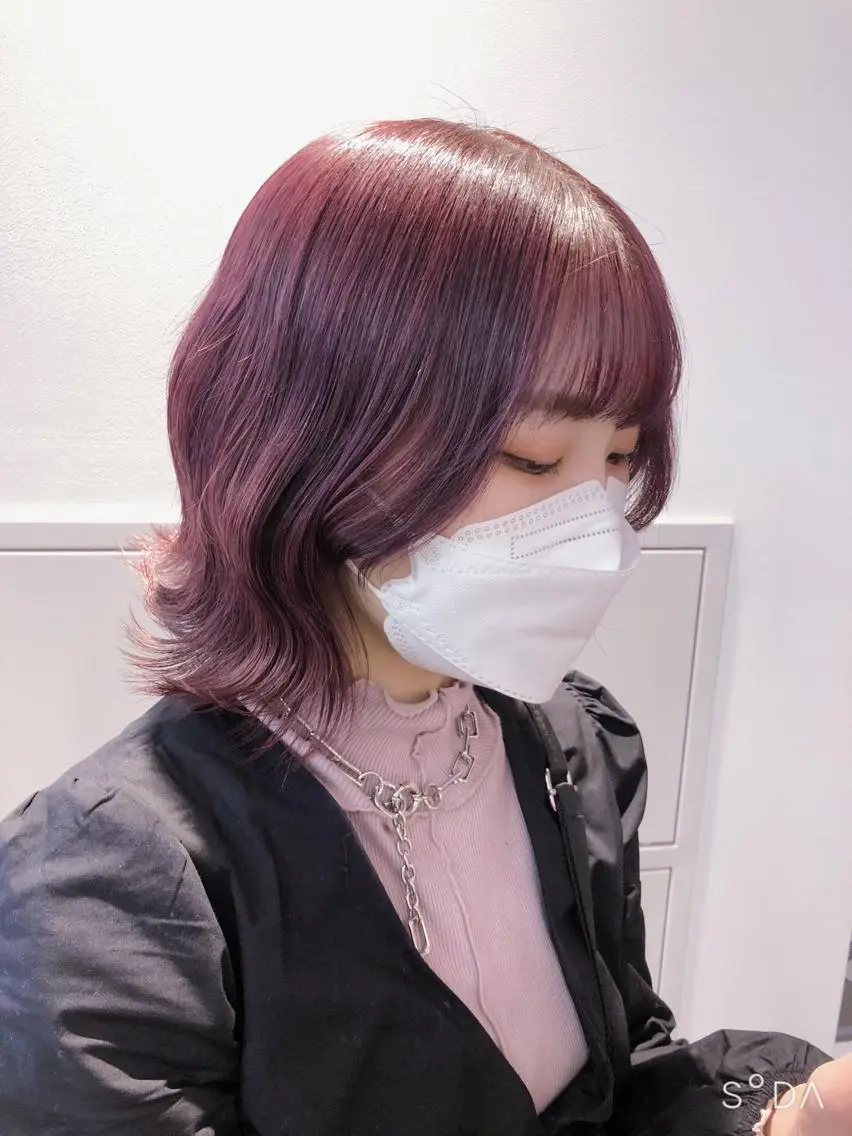 ミディアム カラー ラベンダーカラー ラベンダーピンク ピンクカラー 🥣ミコト/レイヤー 韓国ハイトーン🥣のヘアスタイル