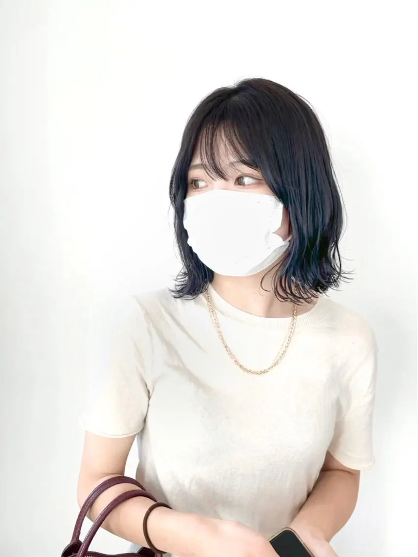 ミディアム カット 縮毛矯正 ボブ/縮毛/レイヤー モトナリのヘアスタイル