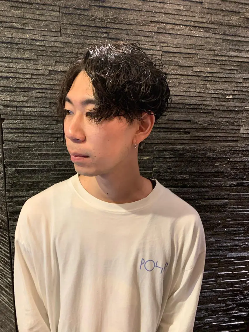 ミディアム パーマ メンズ 田中 千恩のヘアスタイル