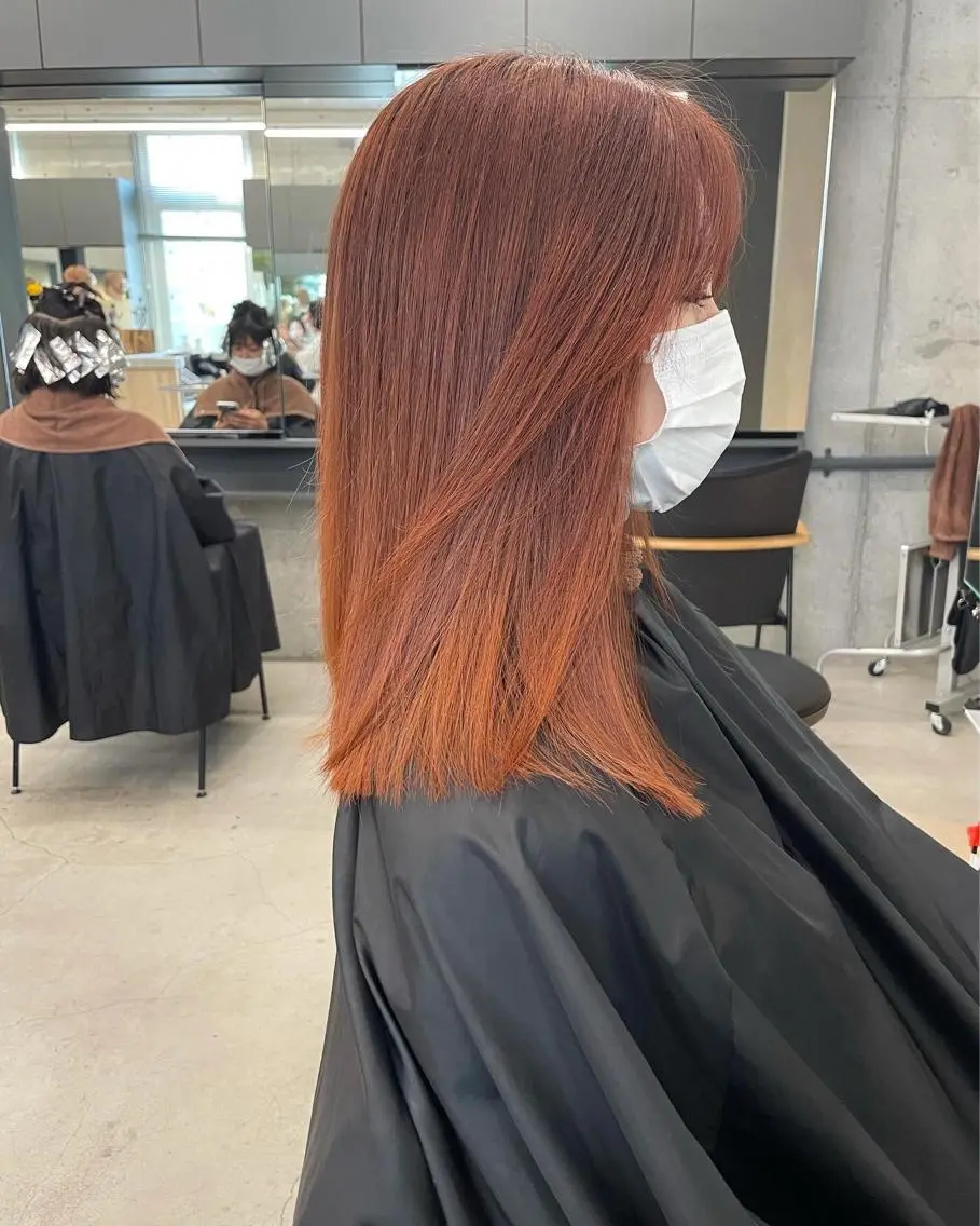 ミディアム カラー ブリーチ ブリーチなしカラー オレンジ カット ヘアカラー トリートメント センスをお届けします 大谷将生infpのヘアスタイル