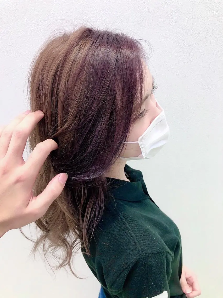 セミロング カラー ヘアアレンジ ネイル マツエク・マツパ アディクシーカラー バレイヤージュ ミストバング ベージュカラー ブリーチ エビスザキレン/メン ズ/心斎橋🌳のヘアスタイル