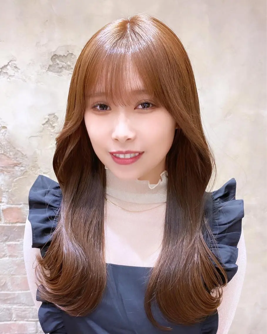 ロング カラー カット ヘアカラー トリートメント 顔まわりカット🌟 くびれヘア/寺門遥輝のヘアスタイル