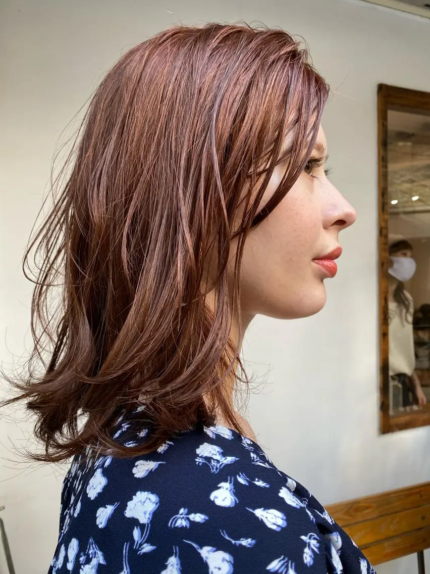ロング カラー ブラウンカラー ヘアカラー 艶カラー、パーマ 祥一朗　WAWAのヘアスタイル