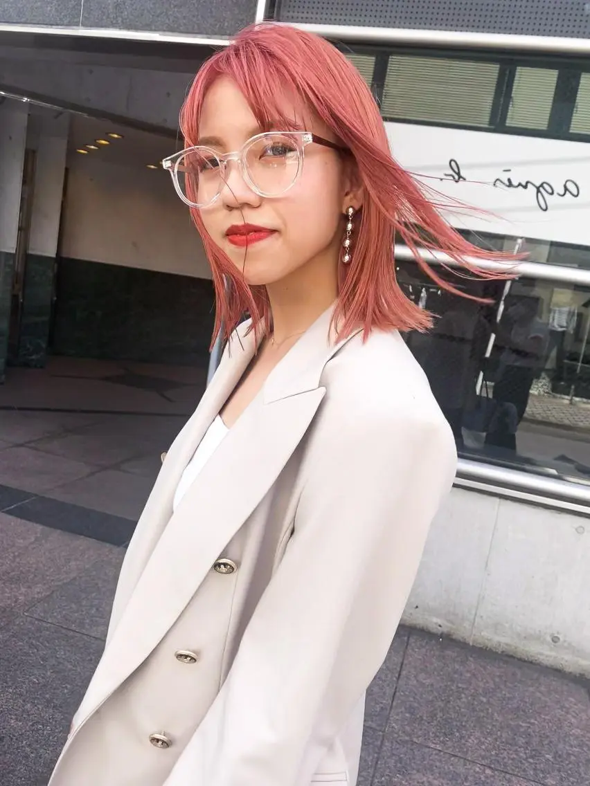 ミディアム カラー ピンクカラー 【ロングウルフカット 姫カット】伊藤裕哉のヘアスタイル
