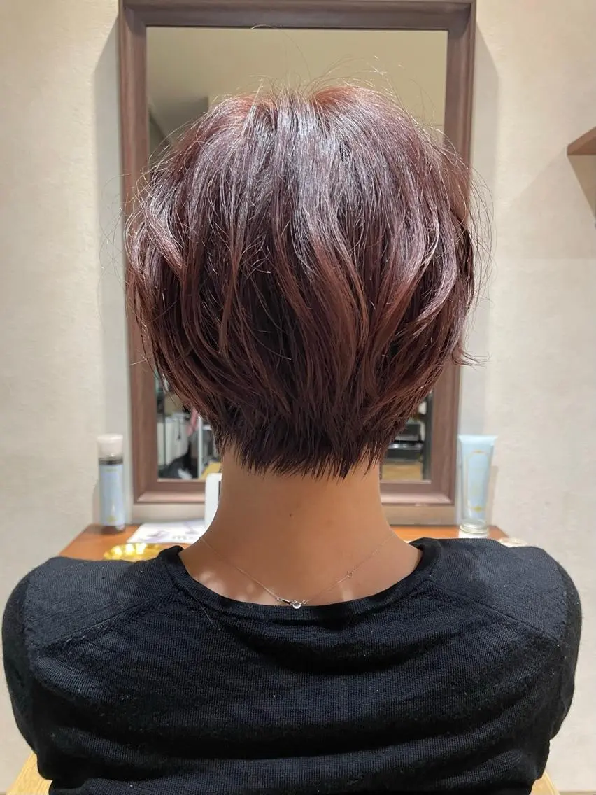 ショート カラー カット ヘアカラー トリートメント ✨大川 錬✨ -7歳若返りショートのヘアスタイル