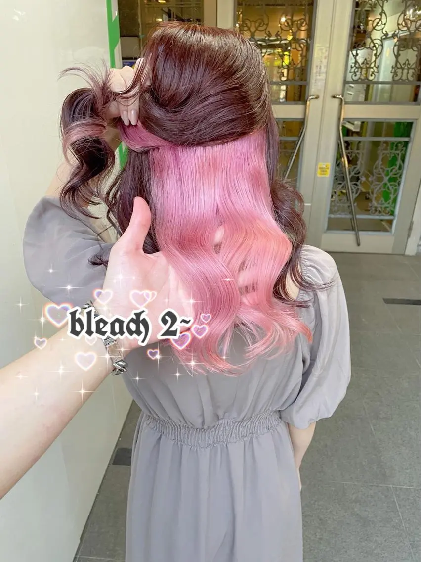 ロング アッシュ アッシュグレー アッシュグレージュ ミストバング ピンクブラウン 💞ハイトーン/ヘア アレンジ💞 くるみのヘアスタイル