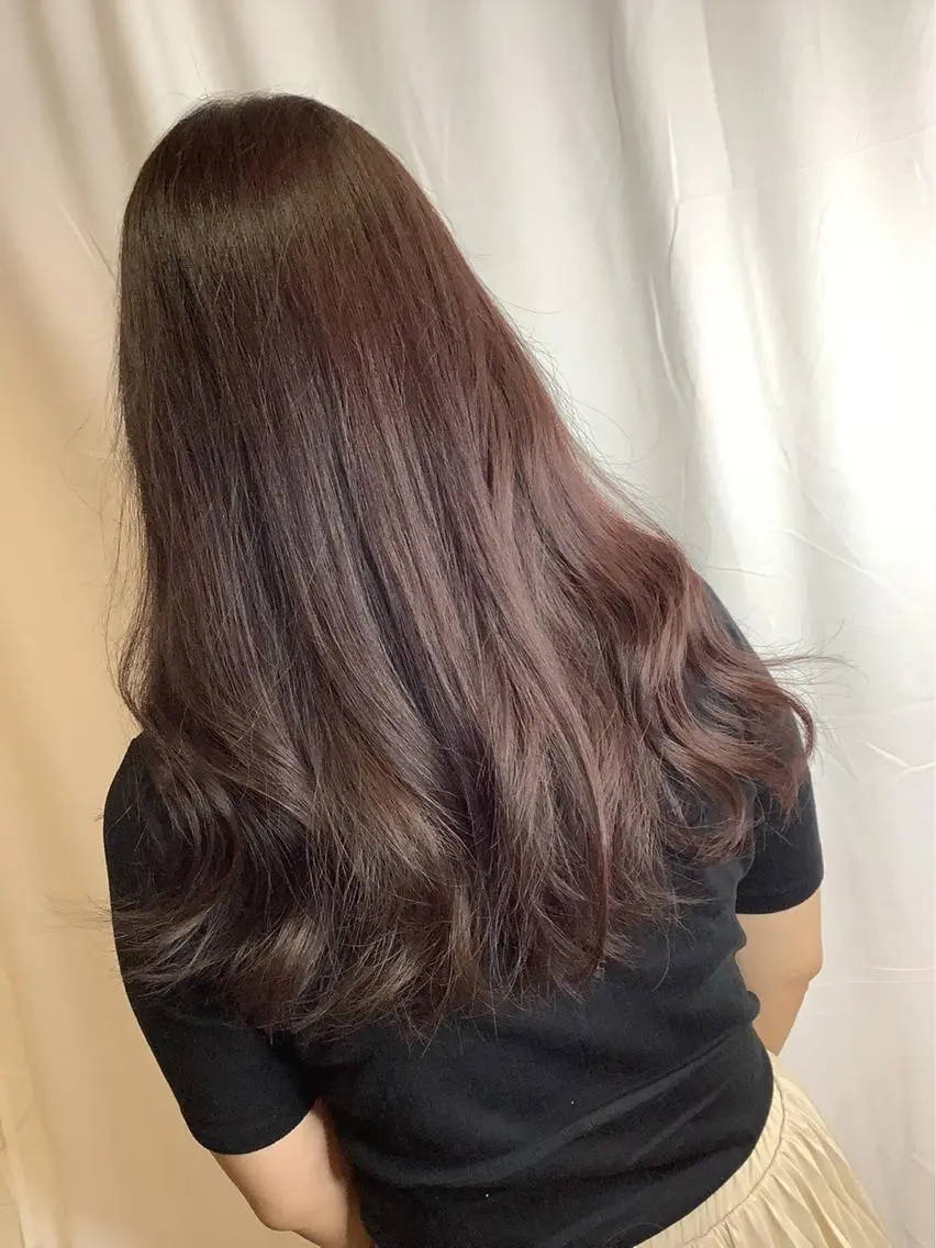 ロング カラー ブリーチ ブラウンカラー ラベンダーカラー ブリーチなしカラー 稲田 全将のヘアスタイル