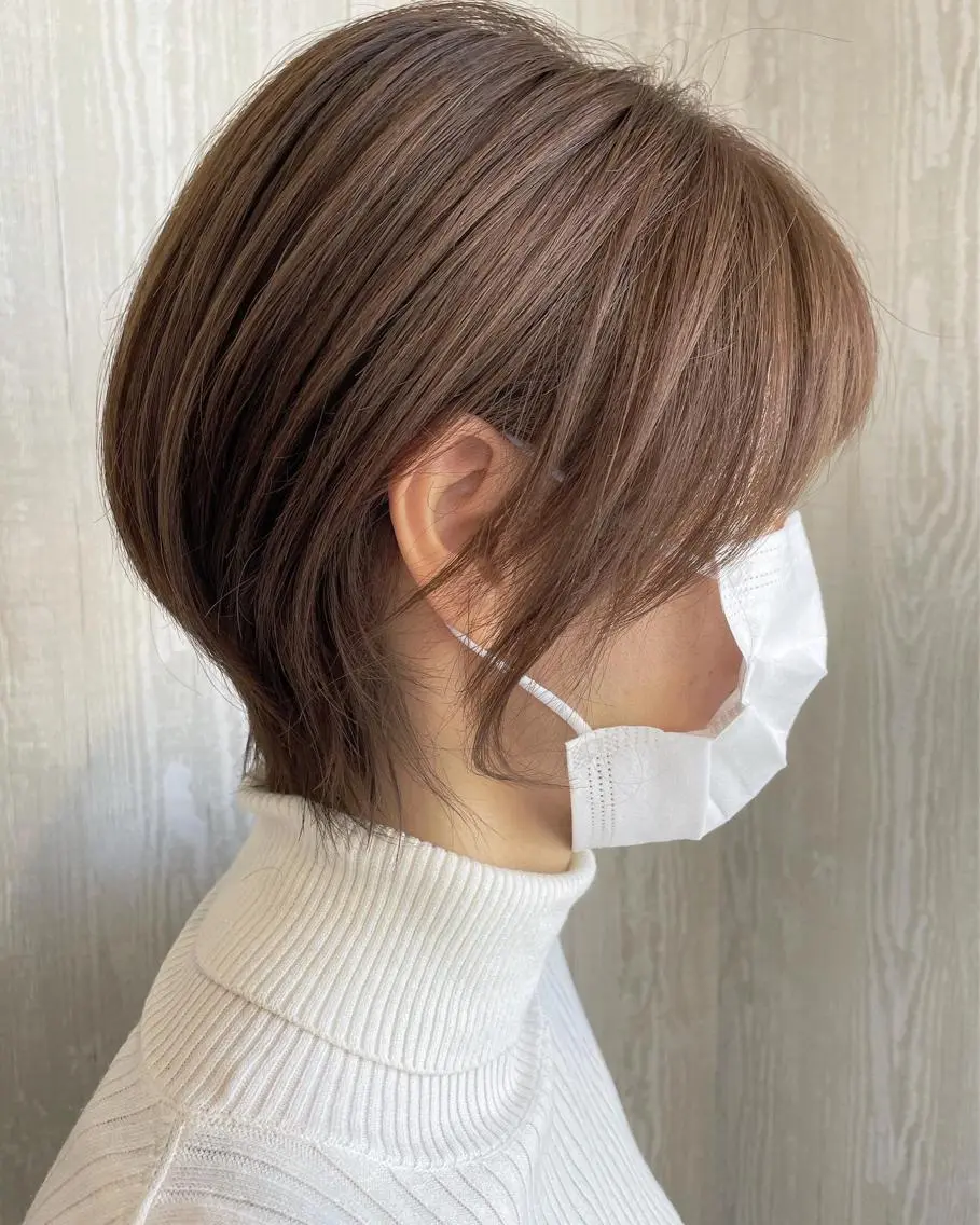ショート カラー アッシュ ベージュカラー 透明感カラー ミルキーベージュ 外国人風カラー カット ヘアカラー トリートメント 河合秀明/ショート /ボブ/レイヤーのヘアスタイル