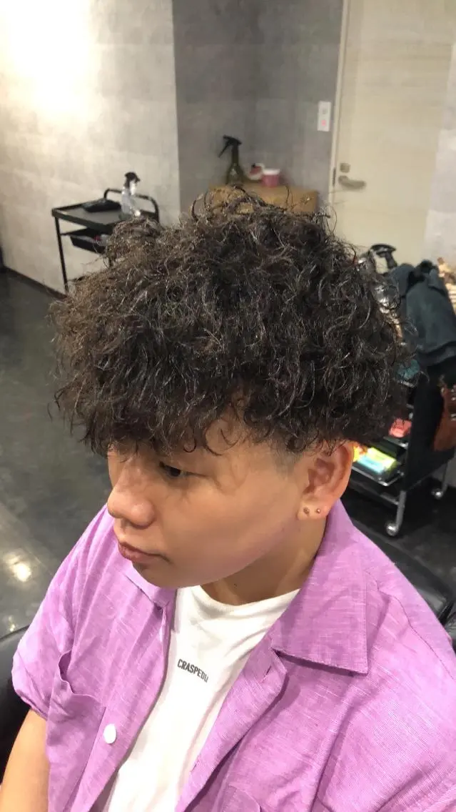ミディアム パーマ ヘアアレンジ メンズ カット パーマ ヘアセット 中西 将斗のヘアスタイル