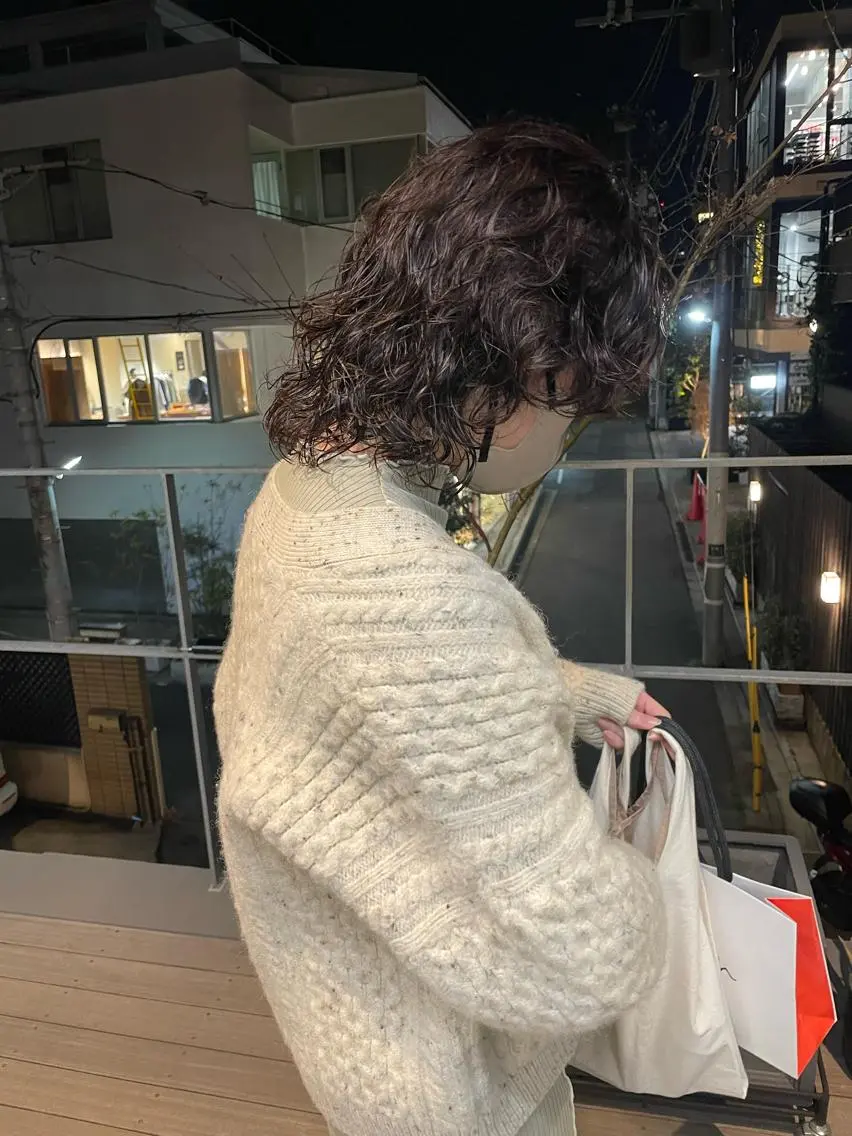 ミディアム パーマ ミディアムパーマ カット パーマ 佐伯 和佳のヘアスタイル