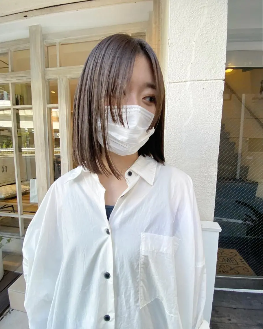 ショート カラー ベージュカラー ボブ Musiiik hairのヘアスタイル