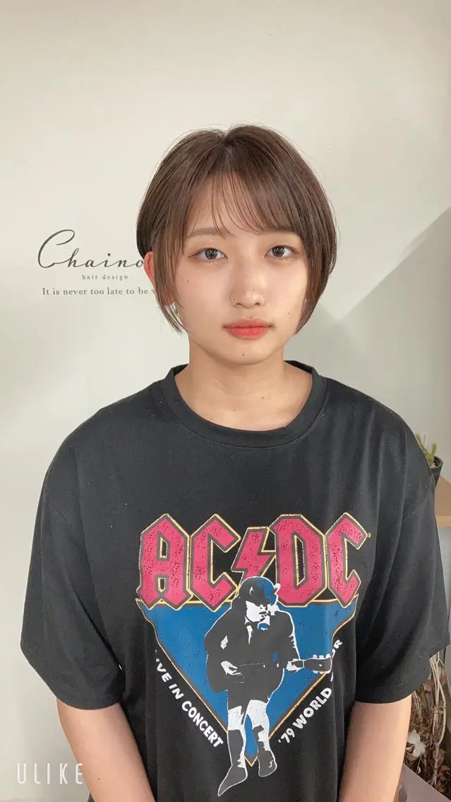 ショート カラー ブラウンカラー ナチュラルブラウン くびれヘア ショートヘア Chainon　山中 拓也のヘアスタイル