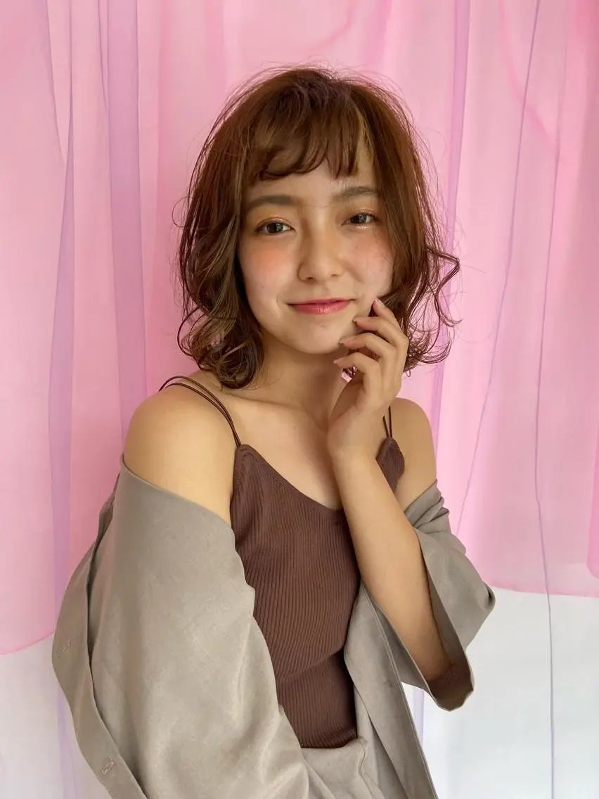 ミディアム パーマ ヘアアレンジ 髪質改善 yuikaのヘアスタイル